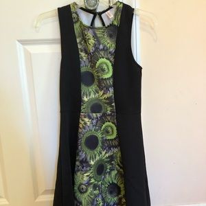 black and floral dress